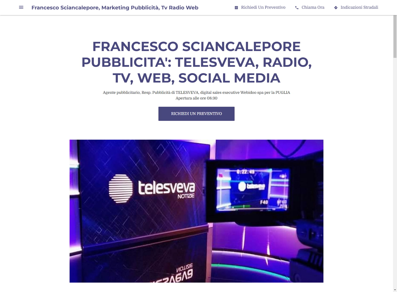 Francesco Sciancalepore, Marketing Pubblicità, Tv Radio Web