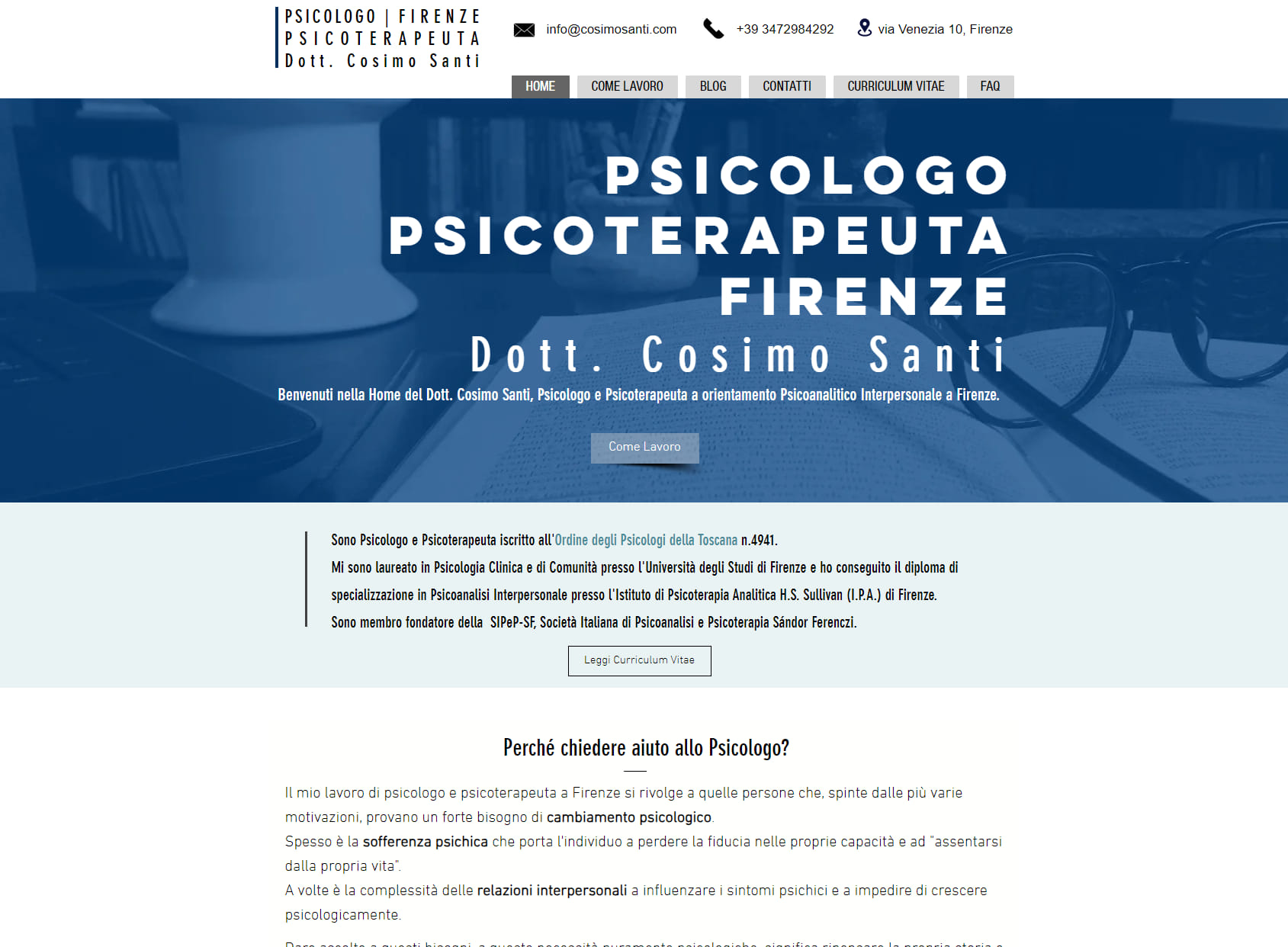 Psicologo Firenze Dott. Cosimo Santi Psicoterapeuta Psicoanalista
