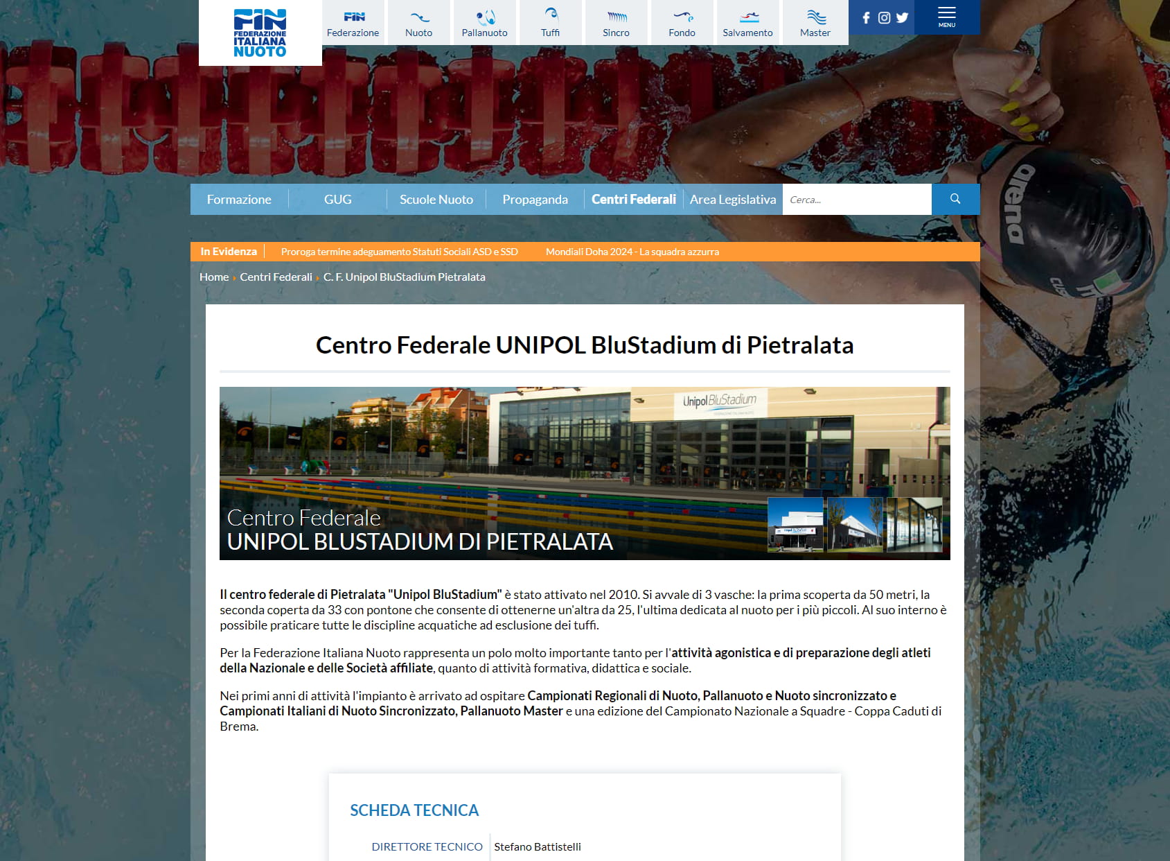 Centro Federale Nuoto Pietralata Roma