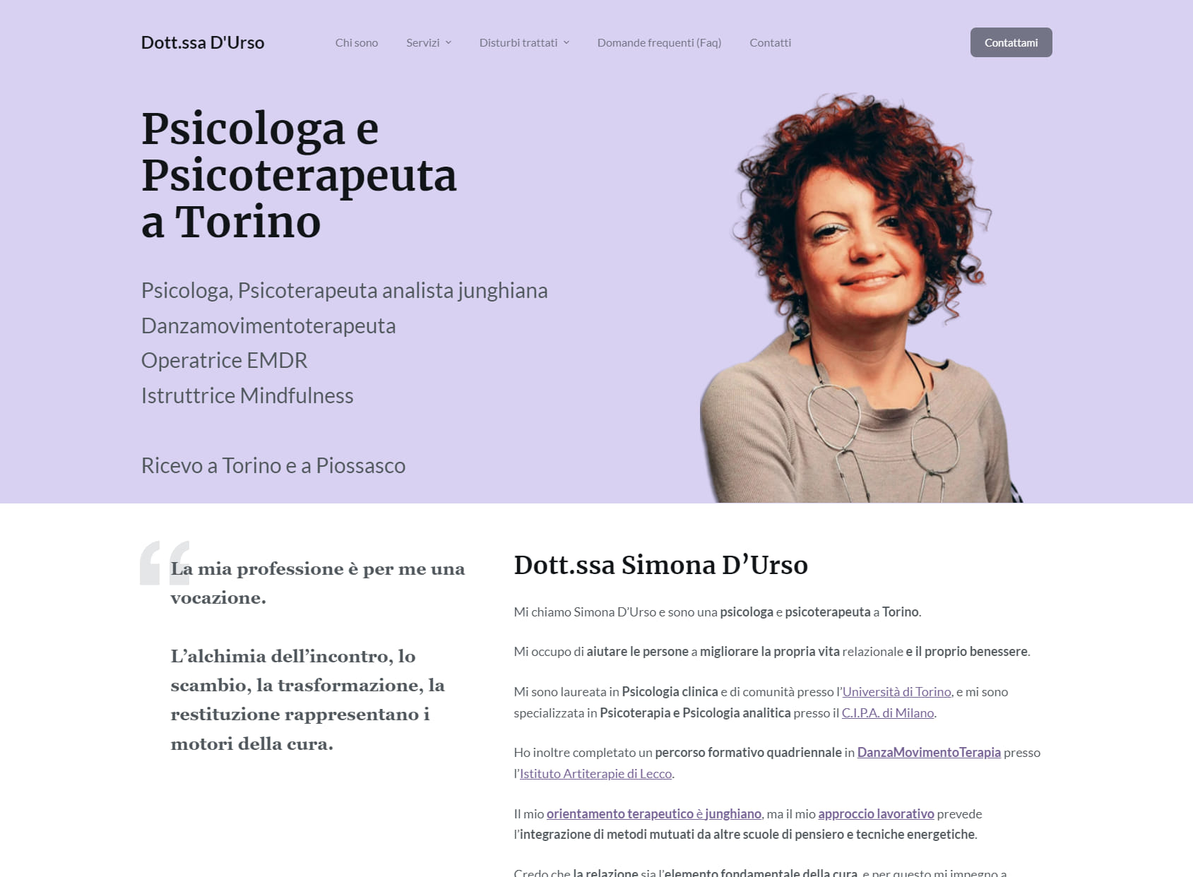 Dott.ssa Simona D'Urso - Psicologa, Psicoterapeuta, Danzamovimentoterapeuta, Operatrice EMDR e Istruttrice Mindfulness